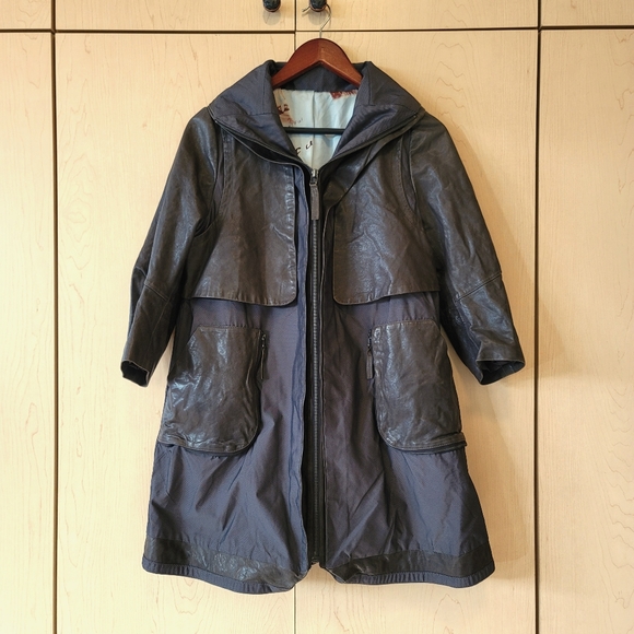 Faux Leather Utility Coat - size approx XS - Picture 2 of 13
